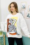 159290 Sardonlu Baskili Sweatshirt